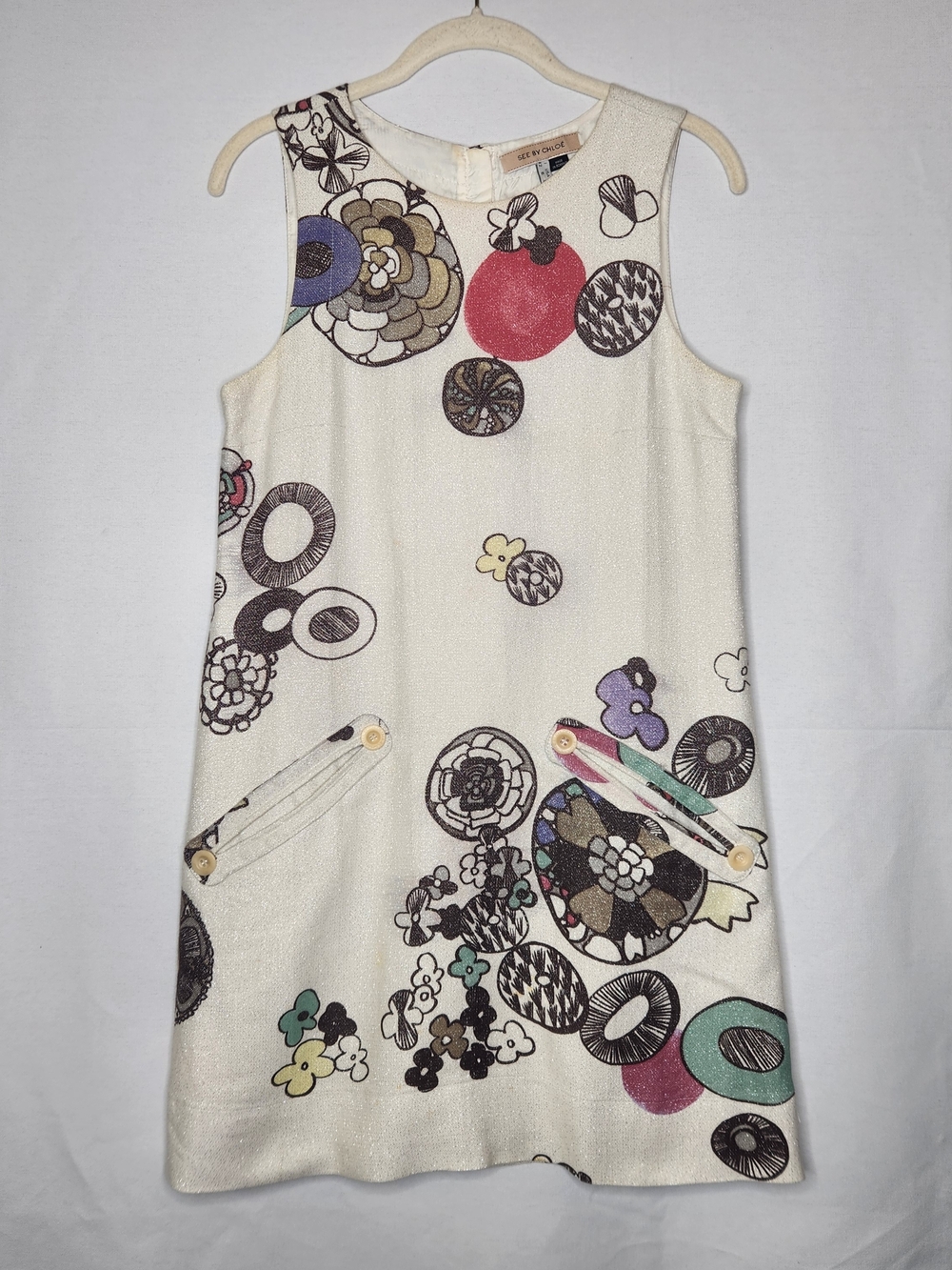 See By Chloe Cream Floral Print Girls' Dress